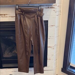 Dolce Cabo Chocolate Vegan Leather High Rise Trousers